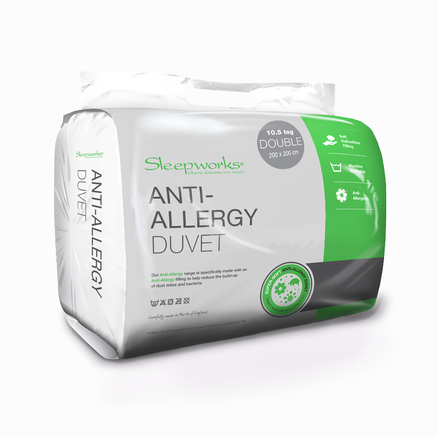 Sleepworks Single White Anti Allergy Duvet 4.5 Tog Image 2