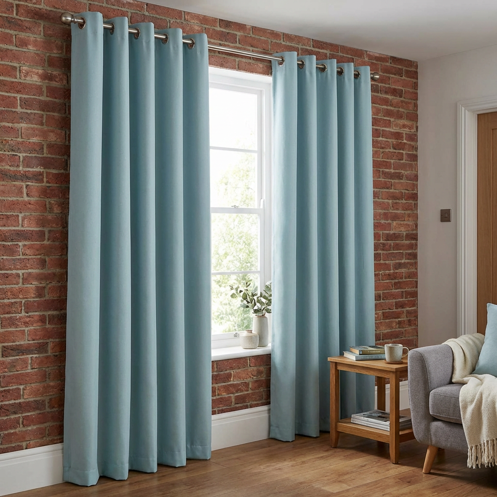Taylor Blackout Eyelet Curtains - Duck Egg / 183cm / 168cm Image 3