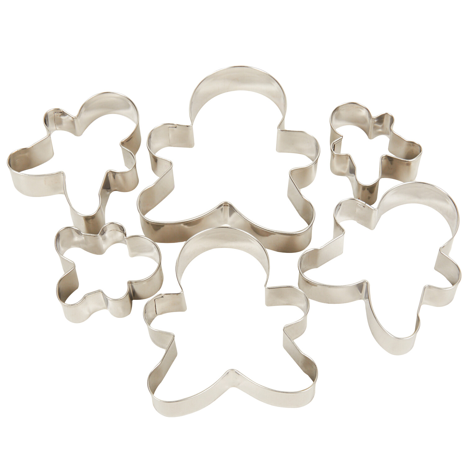 Set of 6 Stainless Steel Gingerbread Cutters - Silver Image 4