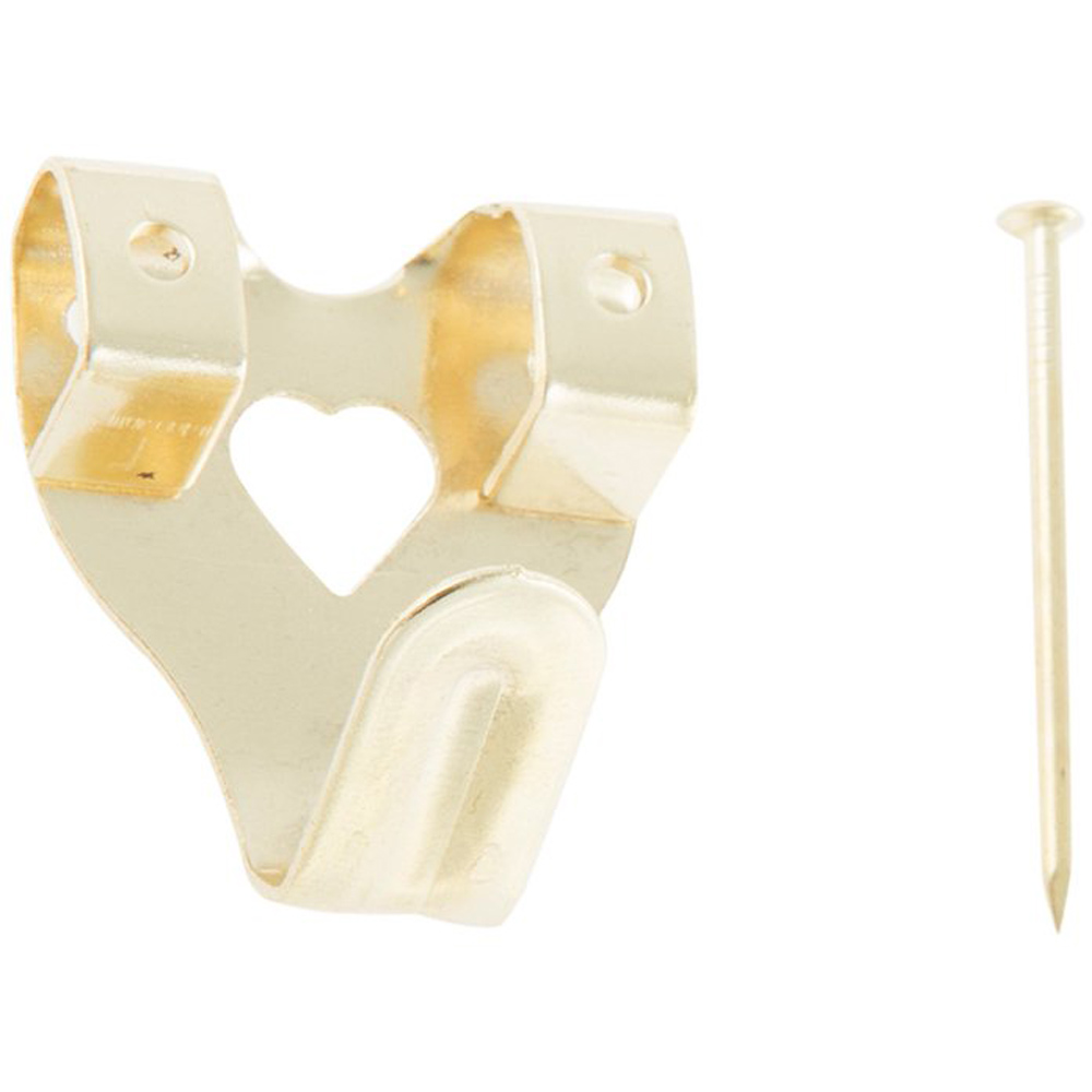 Hiatt Brass Picture Hanging Hook and Pin 10 Pack Image 2