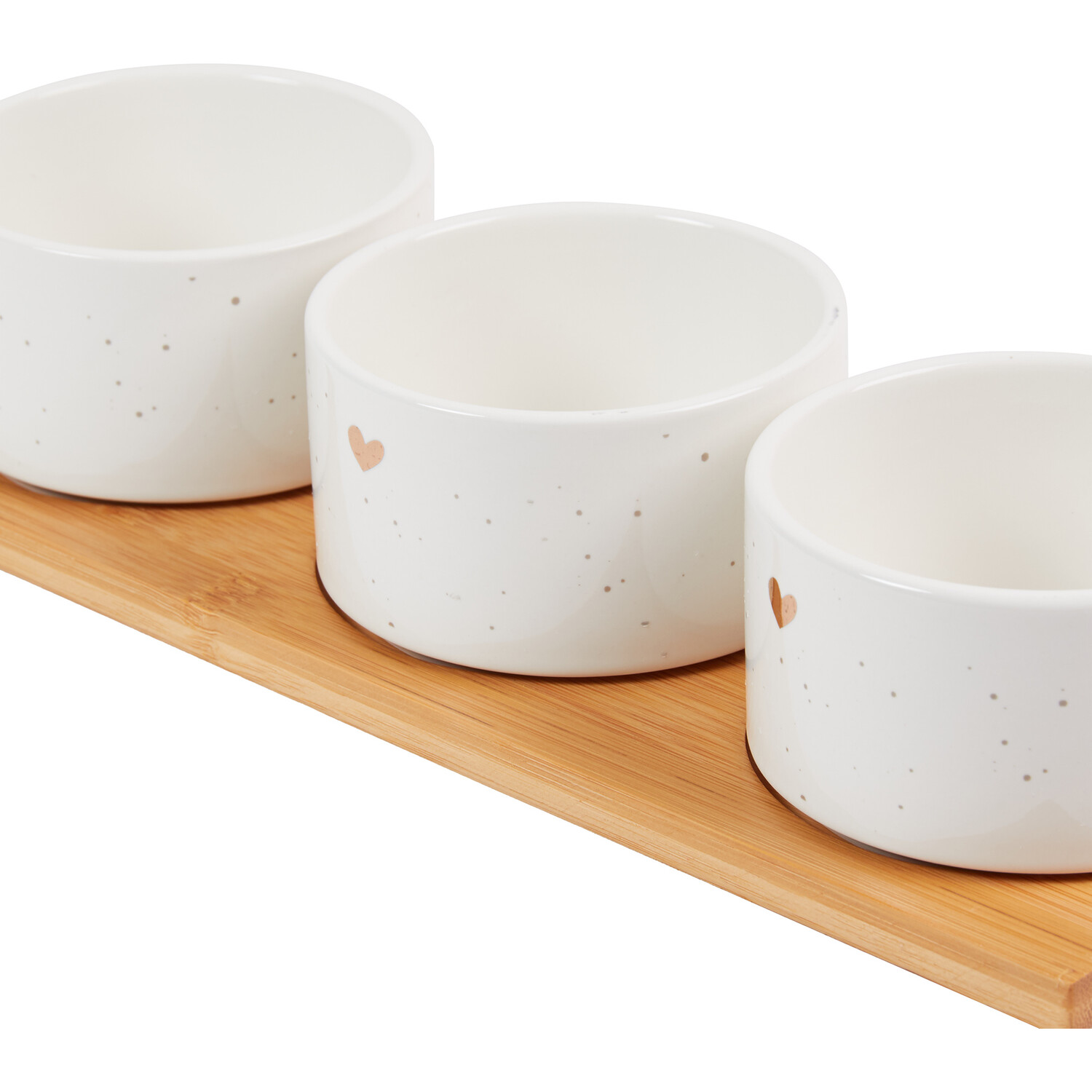 Gold Heart Set Of 3 Nibble Bowls with Board Image 4