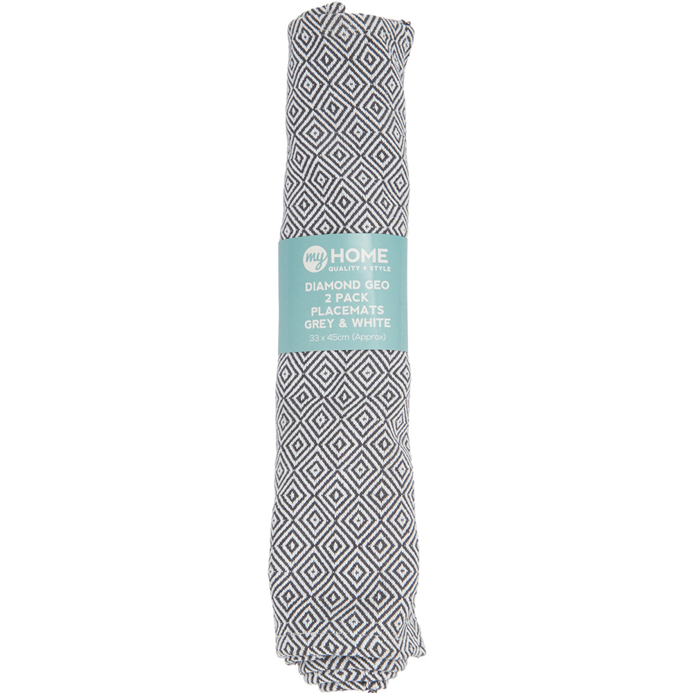 My Home 4 Pack Grey and White Diamond Geo Placemat Image 2