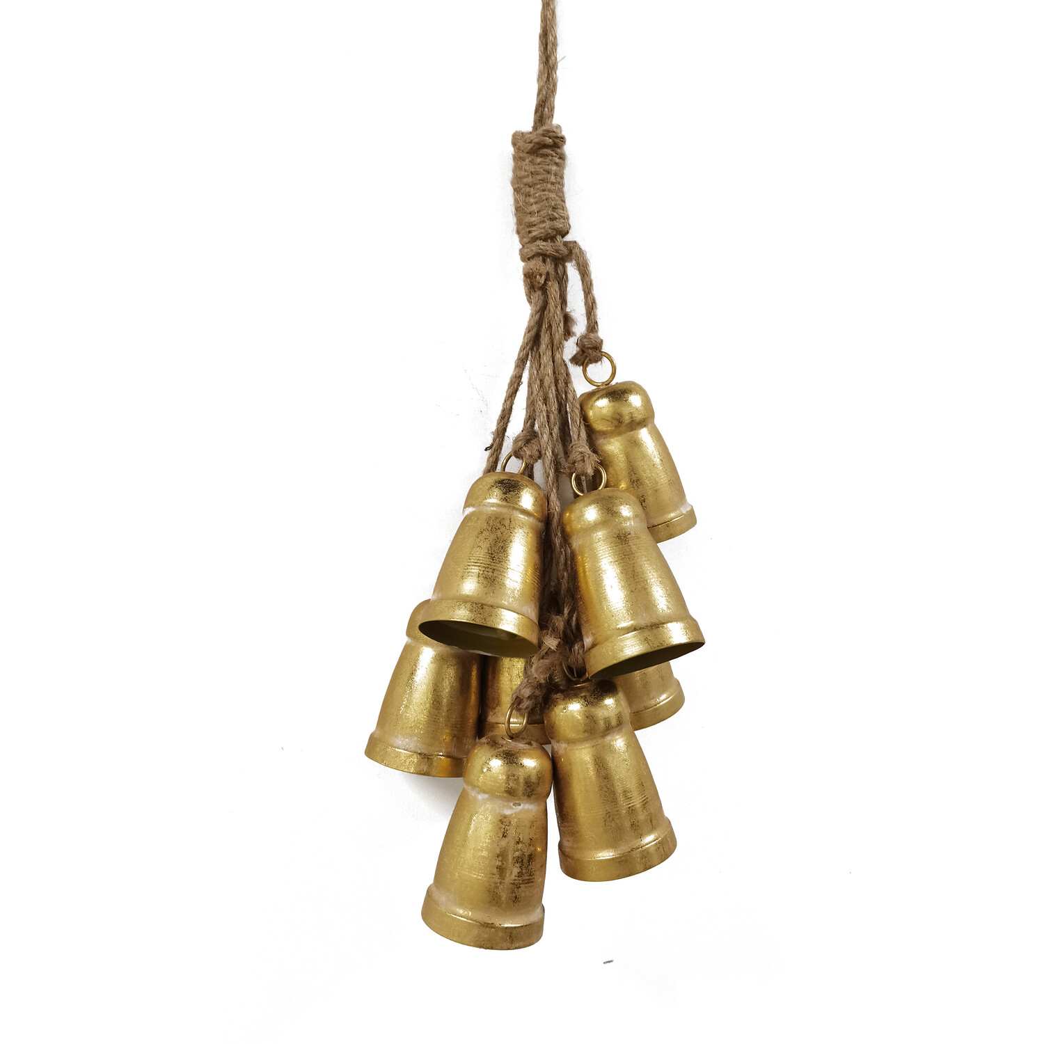 8 Metal Hanging Bells Gold Image 3