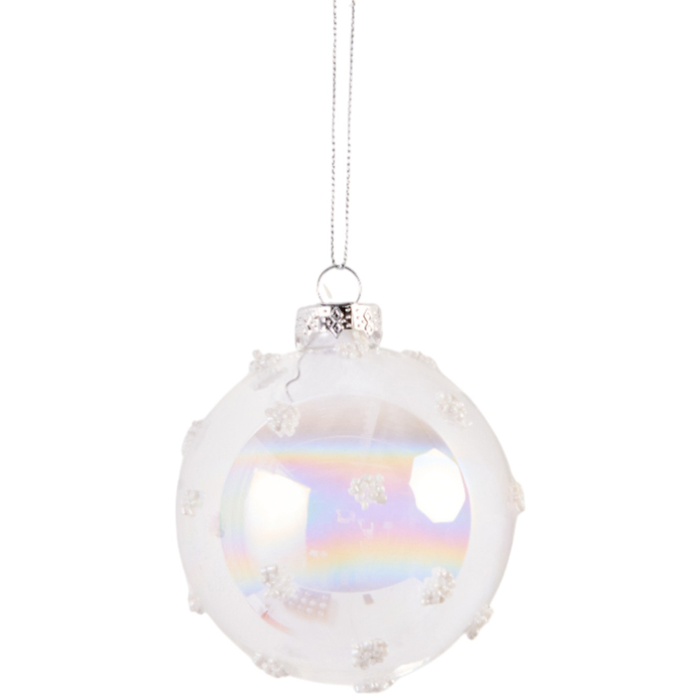 Frosted Fairytale White Snowflake Christmas Baubles 12 Pack Image 4