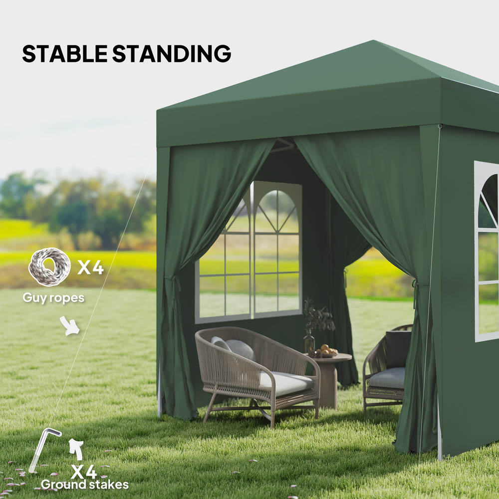 Outsunny 2x2m Pop Up Gazebo Canopy Marquee w/ Carry Bag, Green Image 5
