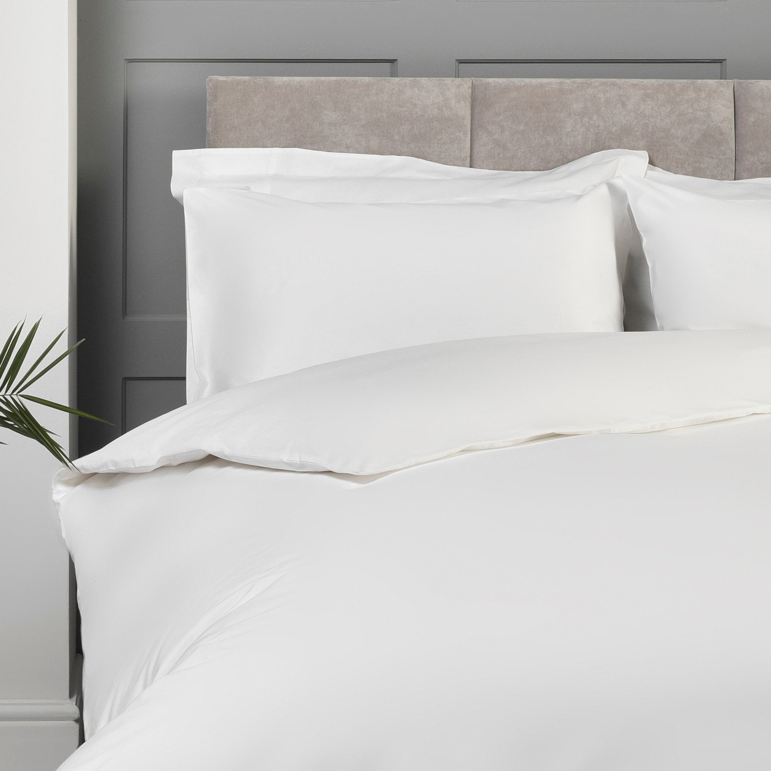 Divante King White Luxe Cotton Fitted Bed Sheet Image 1
