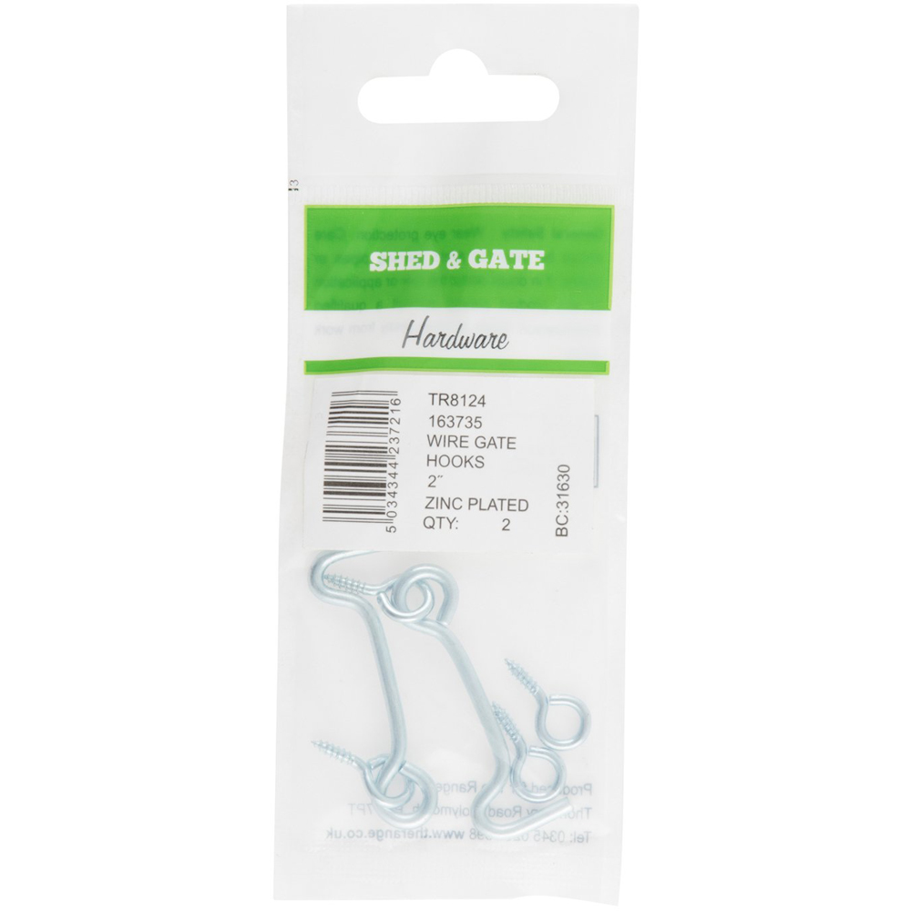 Hiatt Zinc Plated Wire Gate Hook 2 Pack Image 2