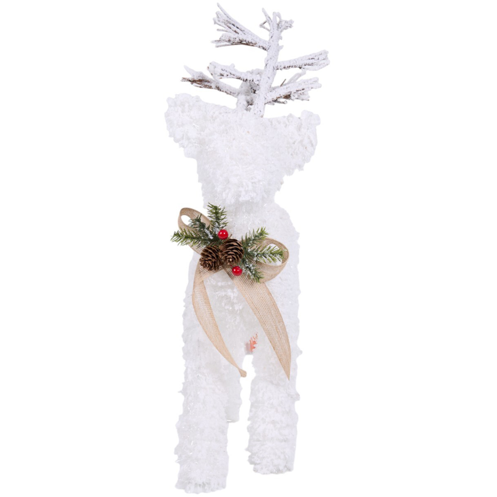 LED Scandi Tinsel Reindeer Standing Decoration - White Image 2