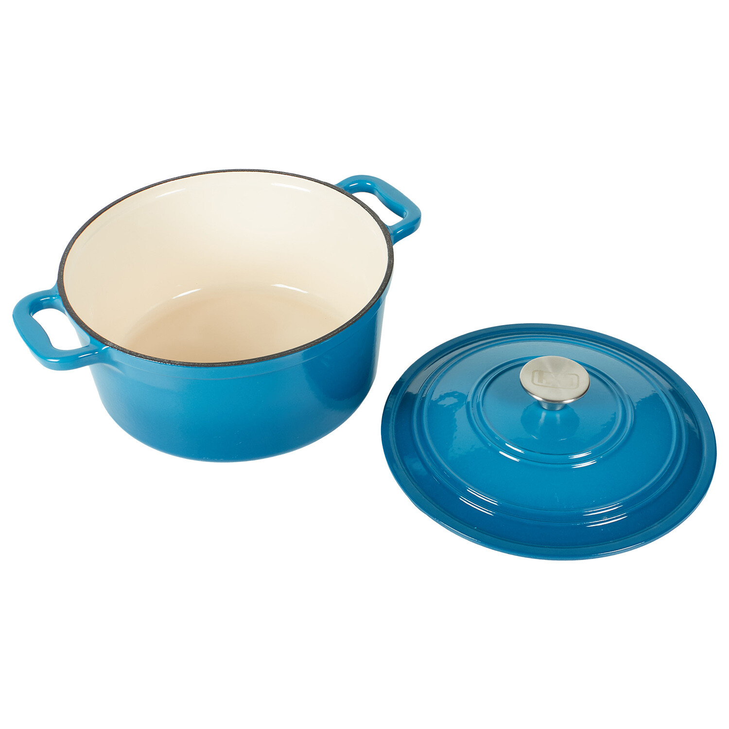 Kitchen Master 24cm Blue Round Casserole Dish with Lid - Blue Image 4