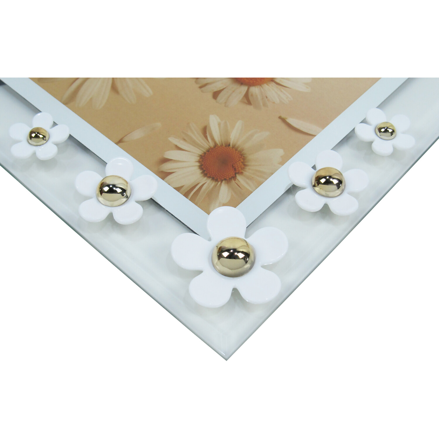 All Glass Flower Embellished Frame - White / 26.5cm Image 4