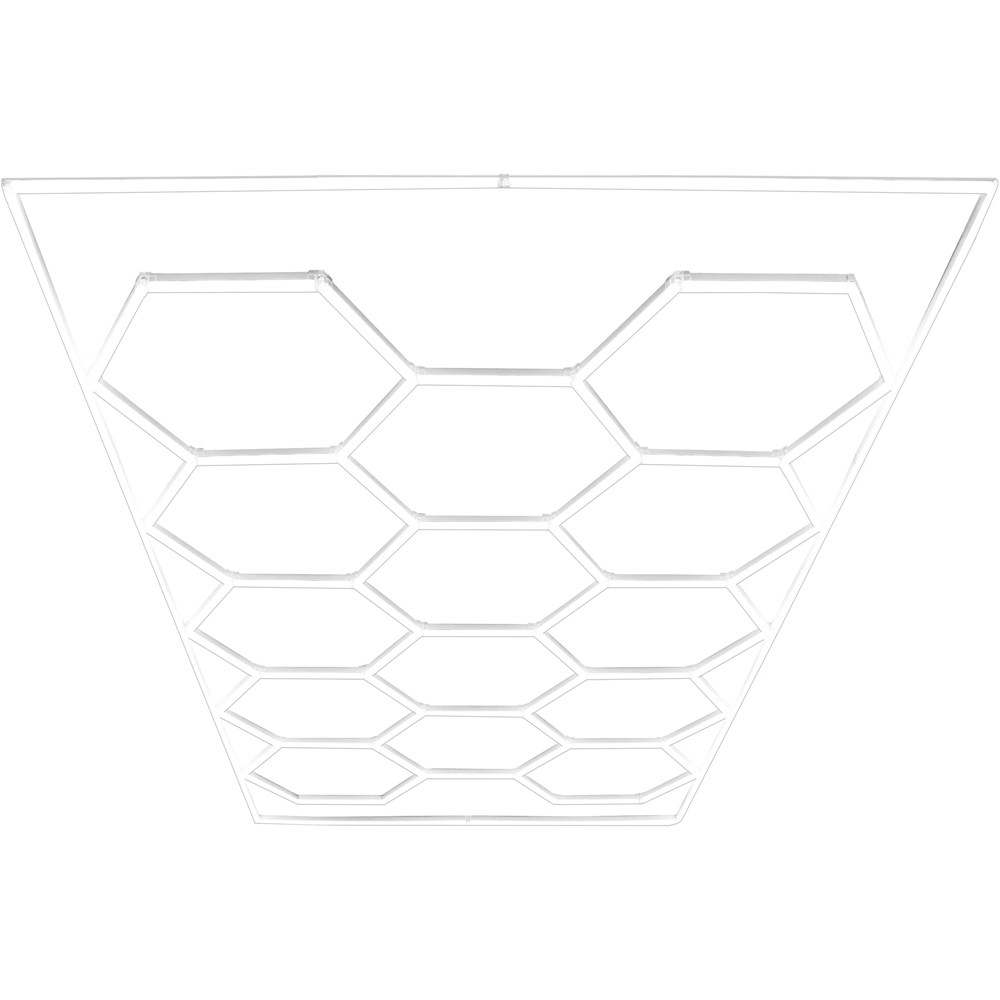MonsterShop 165 Black and 60 Grey Vented Garage Floor Tiles with 28 Hexagon LED Ceiling Light Bundle Image 3