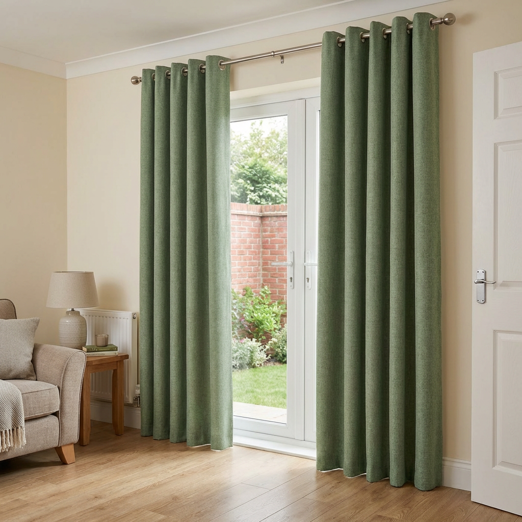 Taylor Blackout Eyelet Curtains Green 229cm Image 2