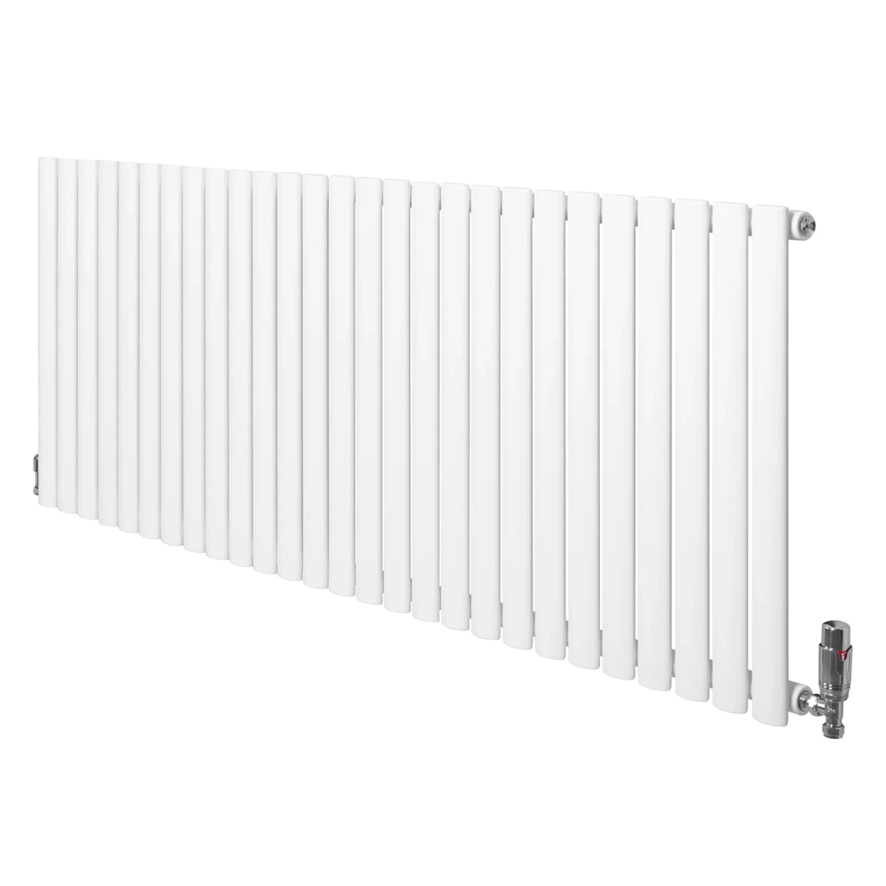 MonsterShop White Oval Single Column Radiator and Chrome Valve Set 5260 BTU 600 x 1620mm Image 3
