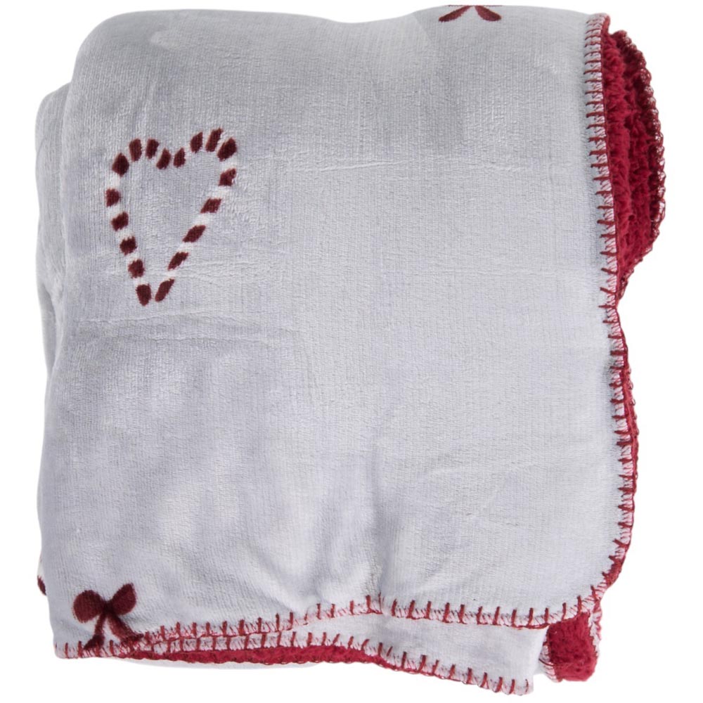 Love at Christmas Sherpa Throw - Grey and Red Image 4