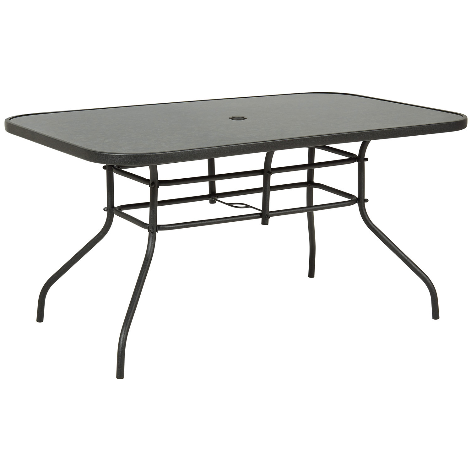 Malay Outdoor Essentials Rio Glass and Steel 6 Seater Large Garden Table only Image 2