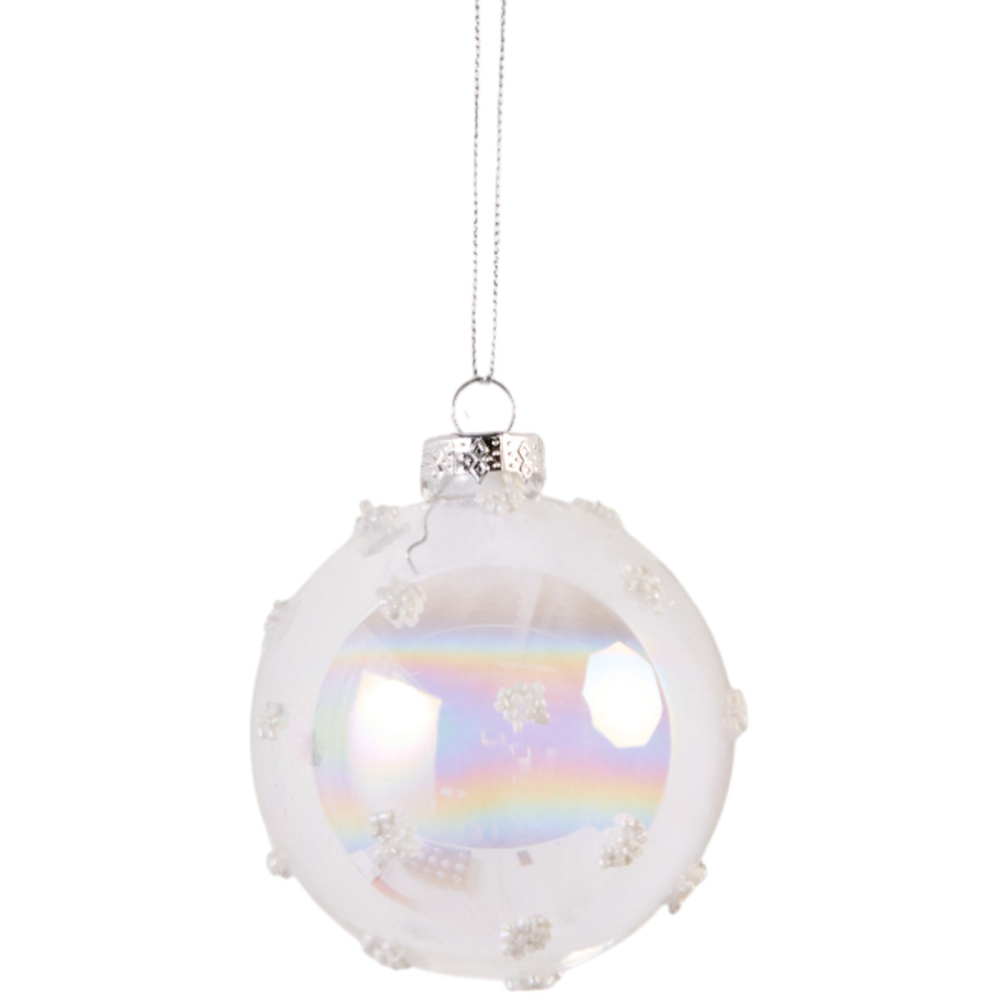 Frosted Fairytale White Snowflake Christmas Baubles 12 Pack Image 3