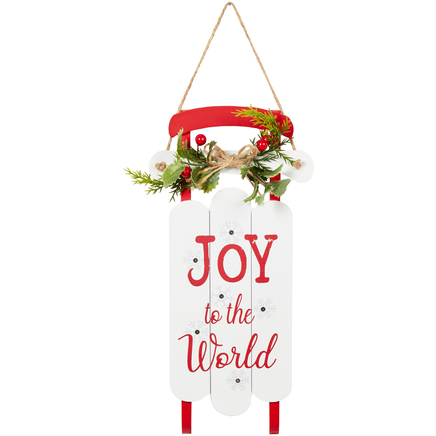 Mistletoe Cottage Hanging LED Sleigh Plaque - White Image 2