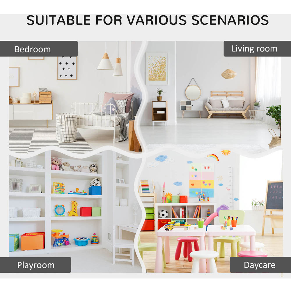 HOMCOM Brown and Grey 6 Shelf Kids Bookcase with Seat Image 5