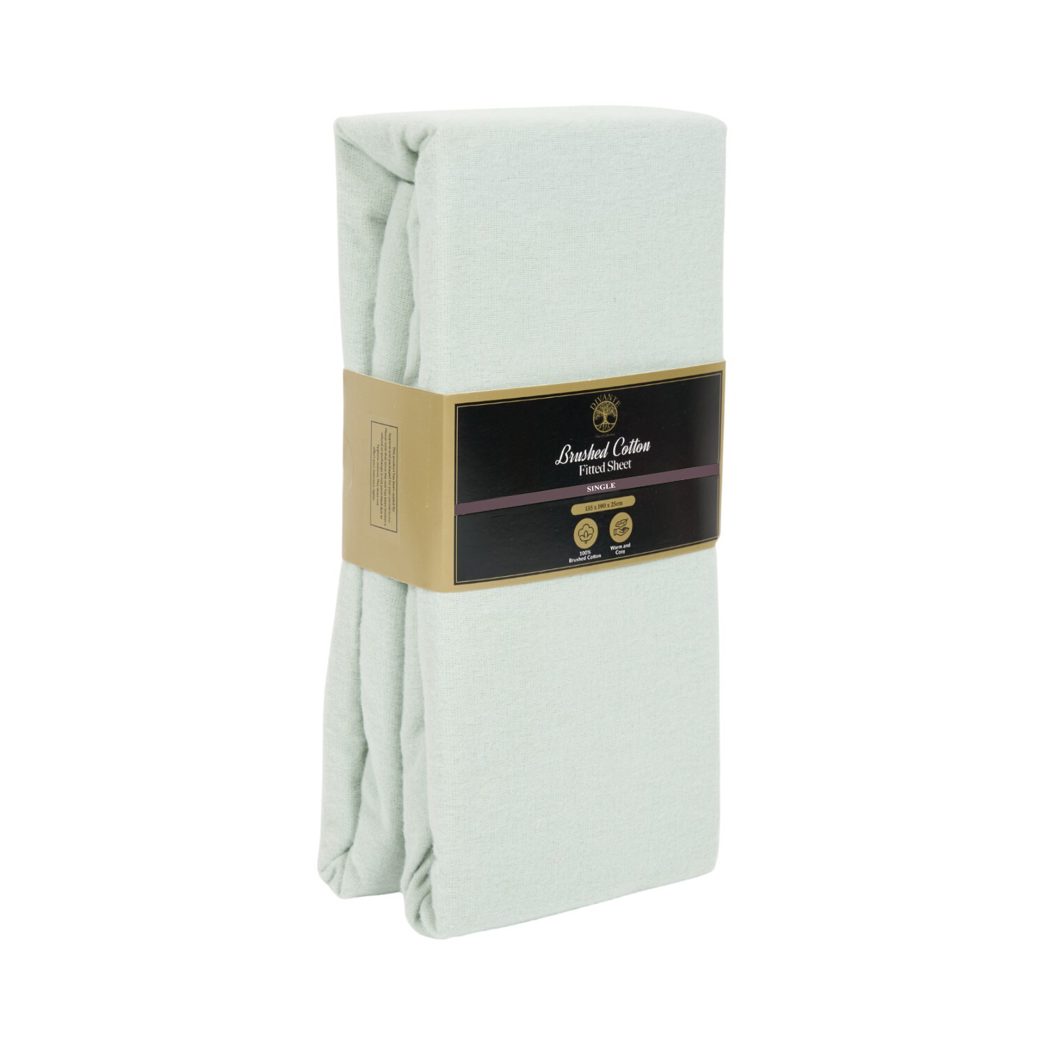 Cosy Brushed Cotton Fitted Sheet Sage Single Image 2