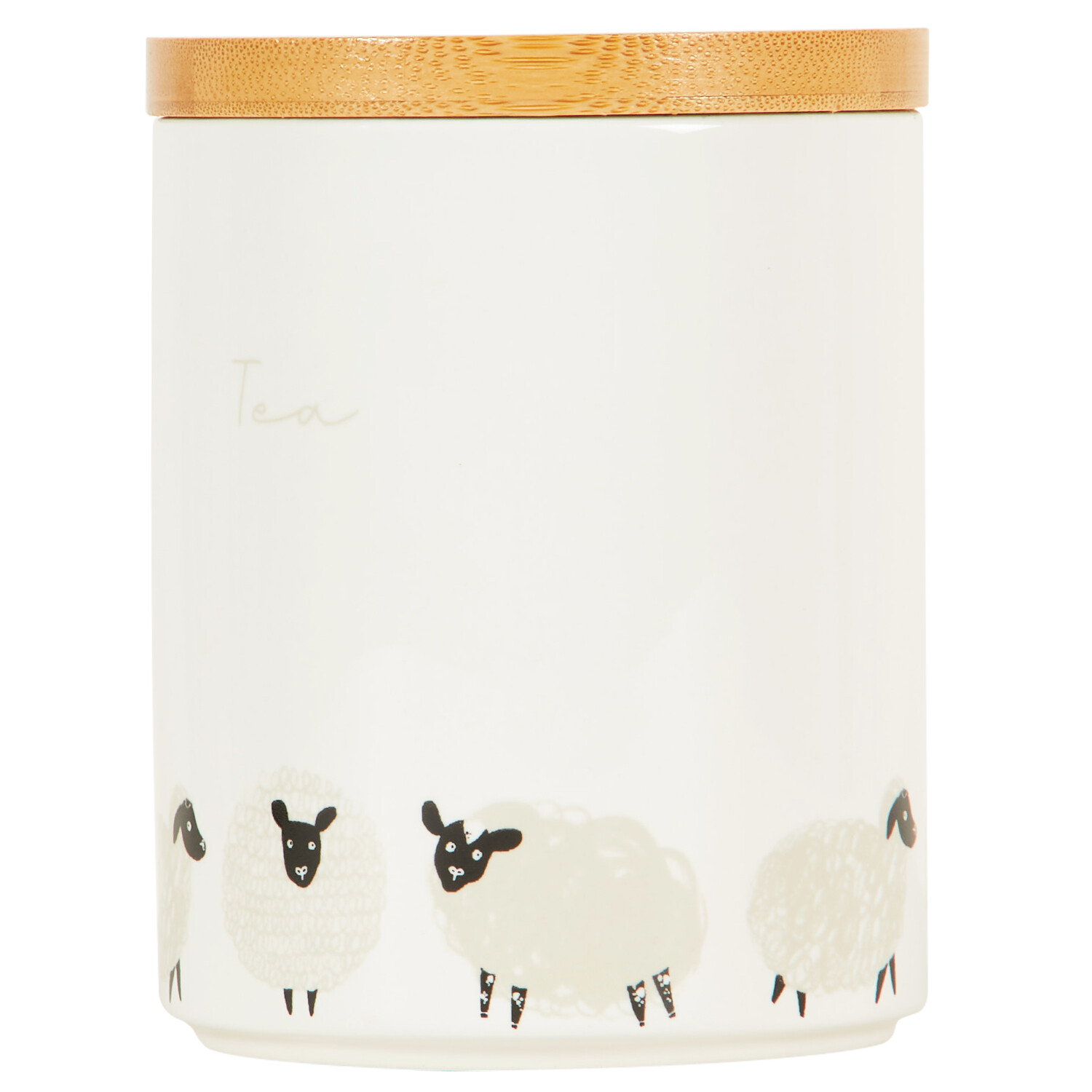 Highland Flock Canister with Bamboo Lid - White / Tea Image 2