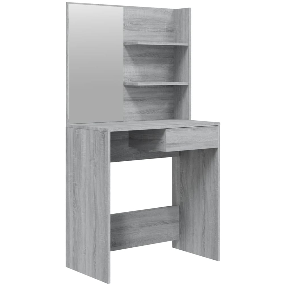 Walplus Single Drawer 2 Shelf Grey Sonoma Dressing Table with Mirror Image 2