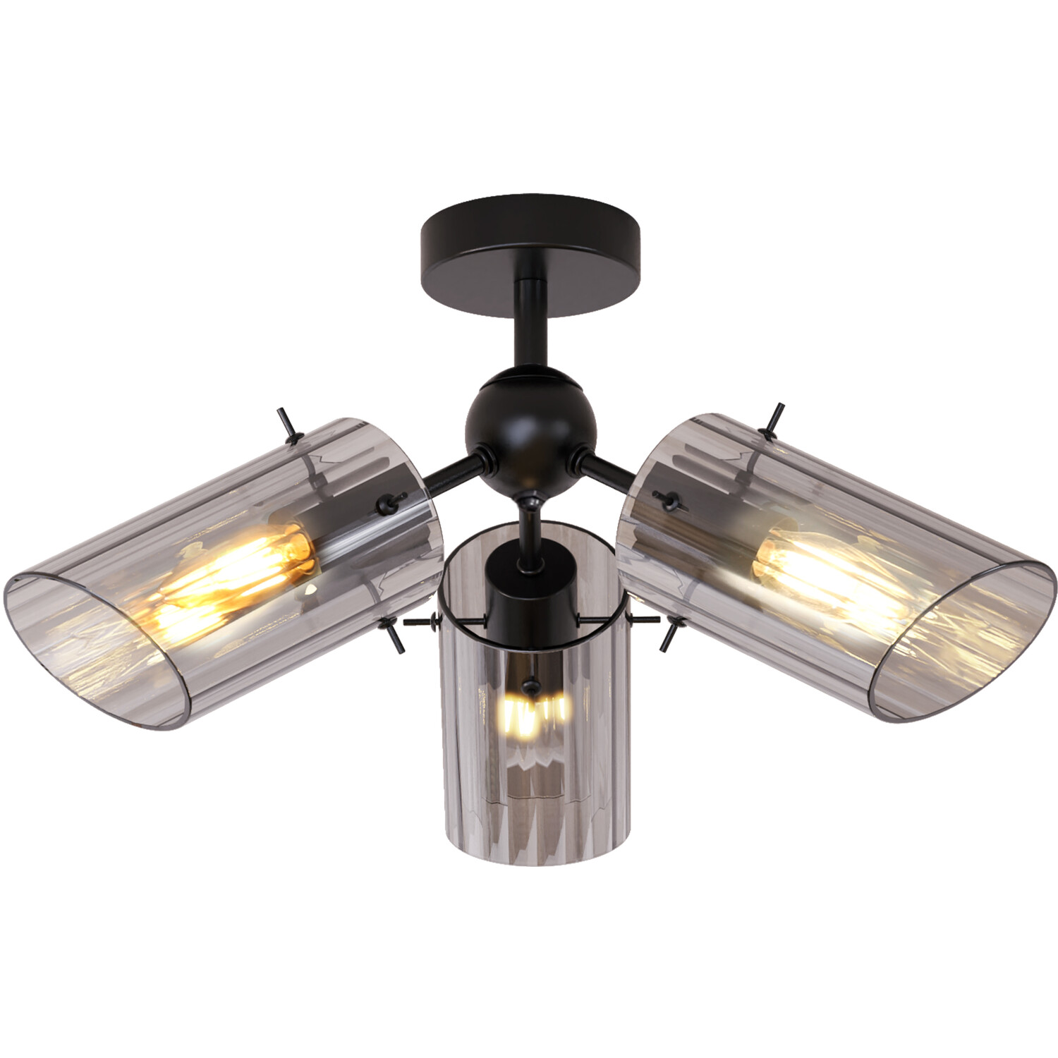 Bodhi 3 Arm Flush Ceiling Fitting Black Image 2