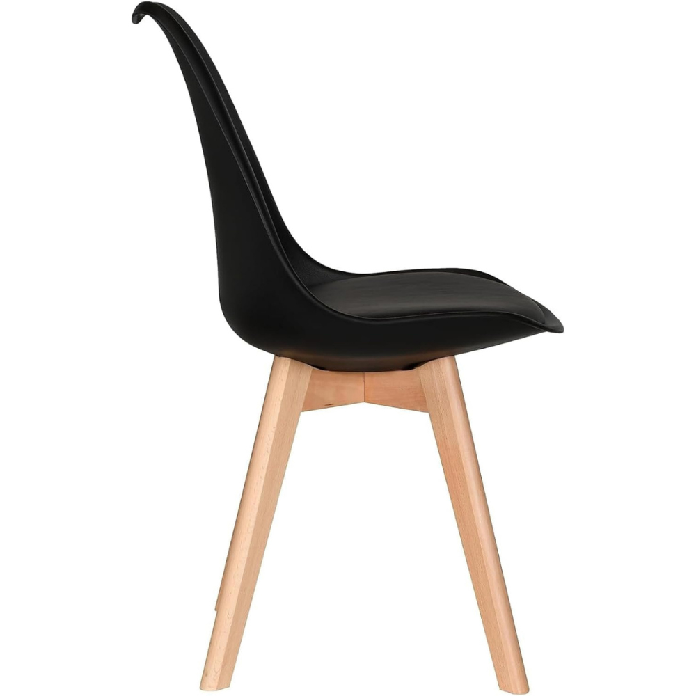 Life Interiors Lorenzo Black Faux Leather Plastic Dining Chairs Set of 6 Image 2