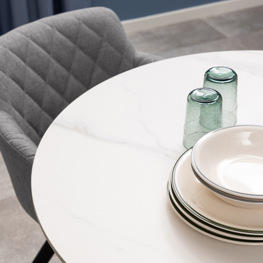 Furniture To Go Malta White Ceramic 4 Seater Round Dining Table Image 3