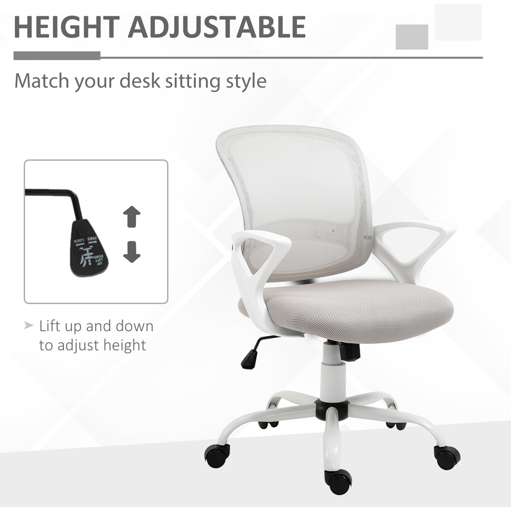Portland Grey Mesh and Linen Swivel Office Desk Chair Image 7
