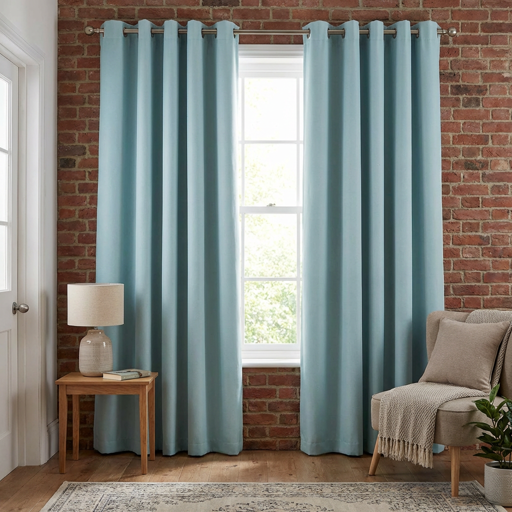 Taylor Blackout Eyelet Curtains - Duck Egg / 183cm / 168cm Image 5