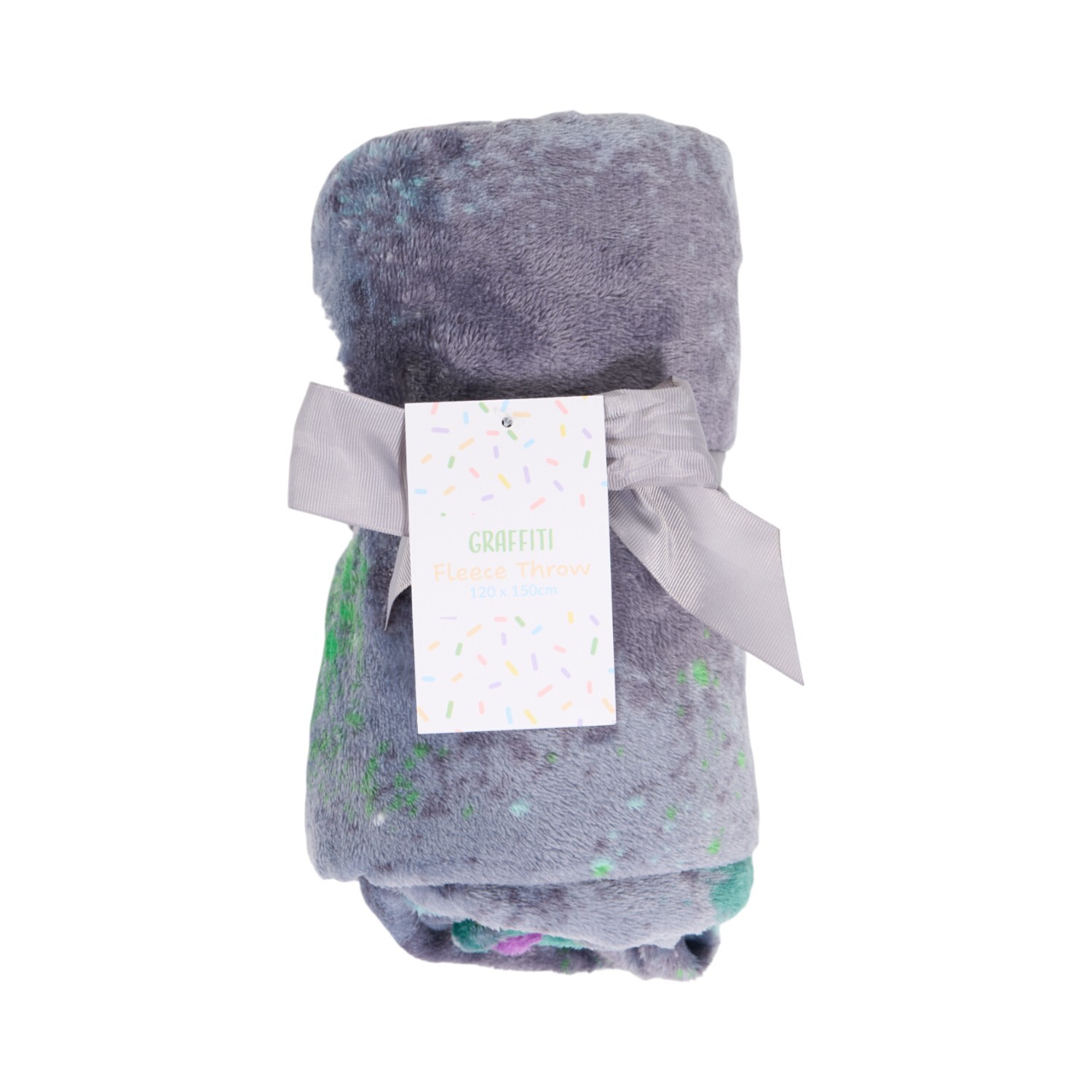 Graffiti Printed Fleece Throw Grey Image 5