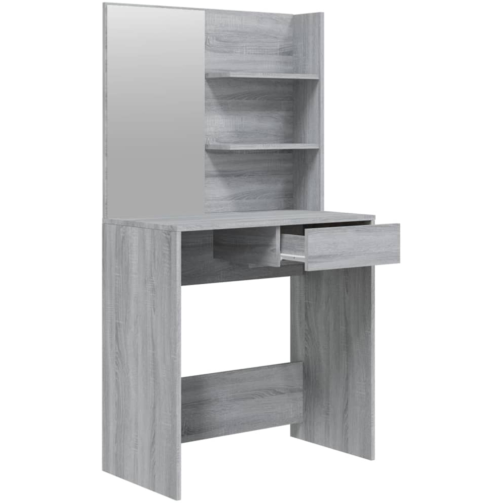 Walplus Single Drawer 2 Shelf Grey Sonoma Dressing Table with Mirror Image 7