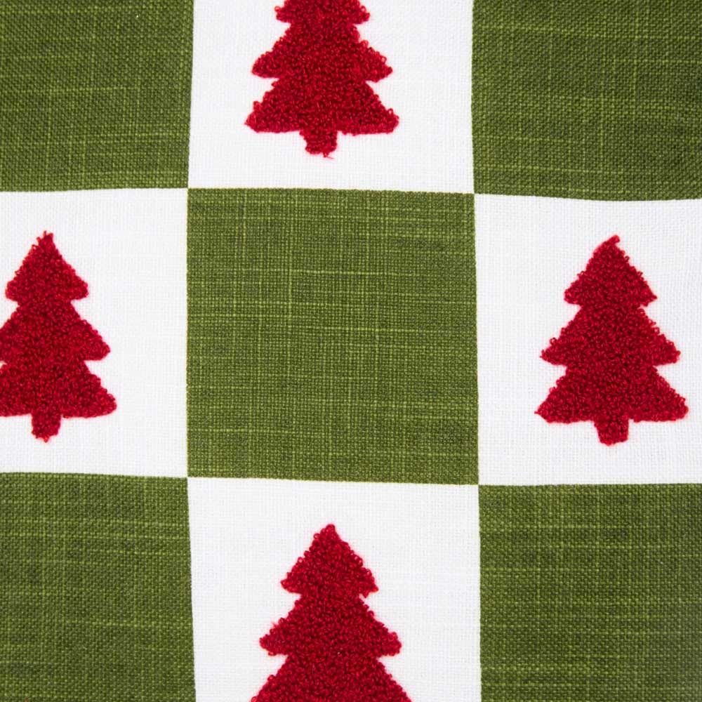 Checkerboard Trees Cushion - Green Image 5