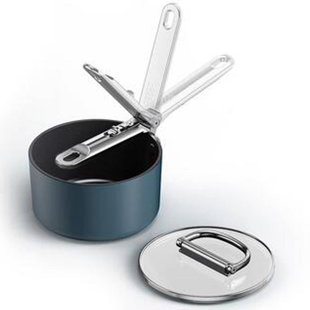 Joseph Joseph Space Blue Ceramic Folding Handle Non-Stick Saucepan with Lid 15cm Image 3