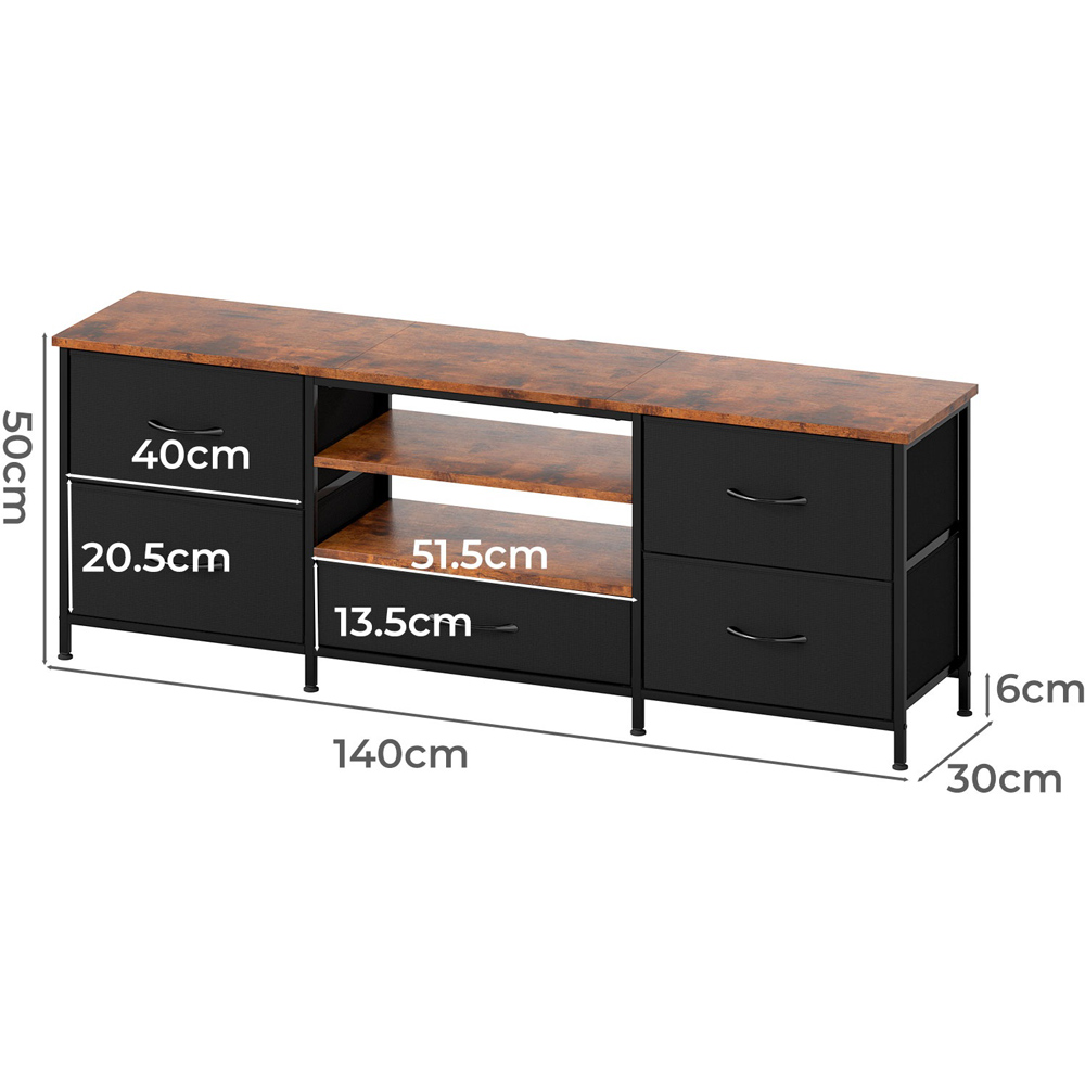 Levede Black and Brown 5 Foldable Drawer 2 Shelf Wooden TV Cabinet Image 9