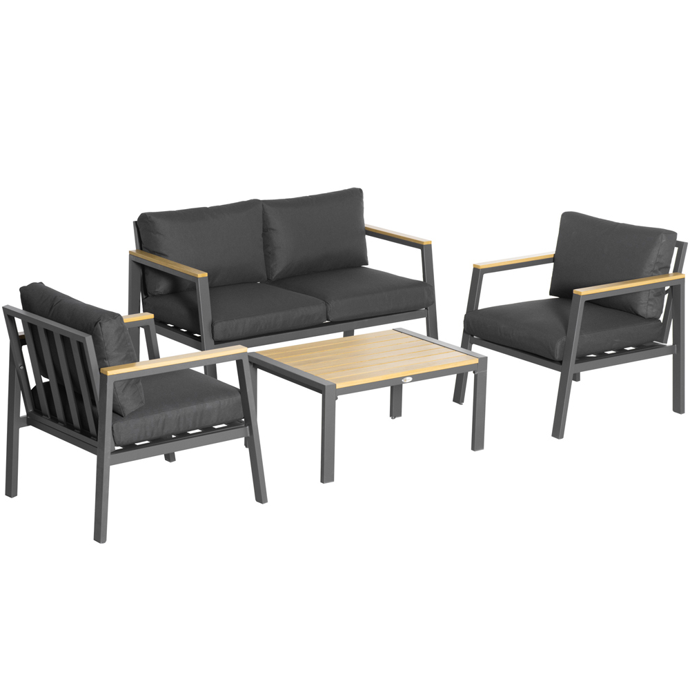 Outsunny 4 Seater Dark Grey Aluminium Outdoor Sofa Lounge Set Image 2