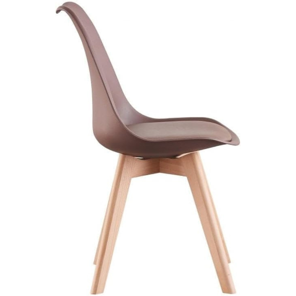 Life Interiors Lorenzo Brown Faux Leather Plastic Dining Chairs Set of 6 Image 2