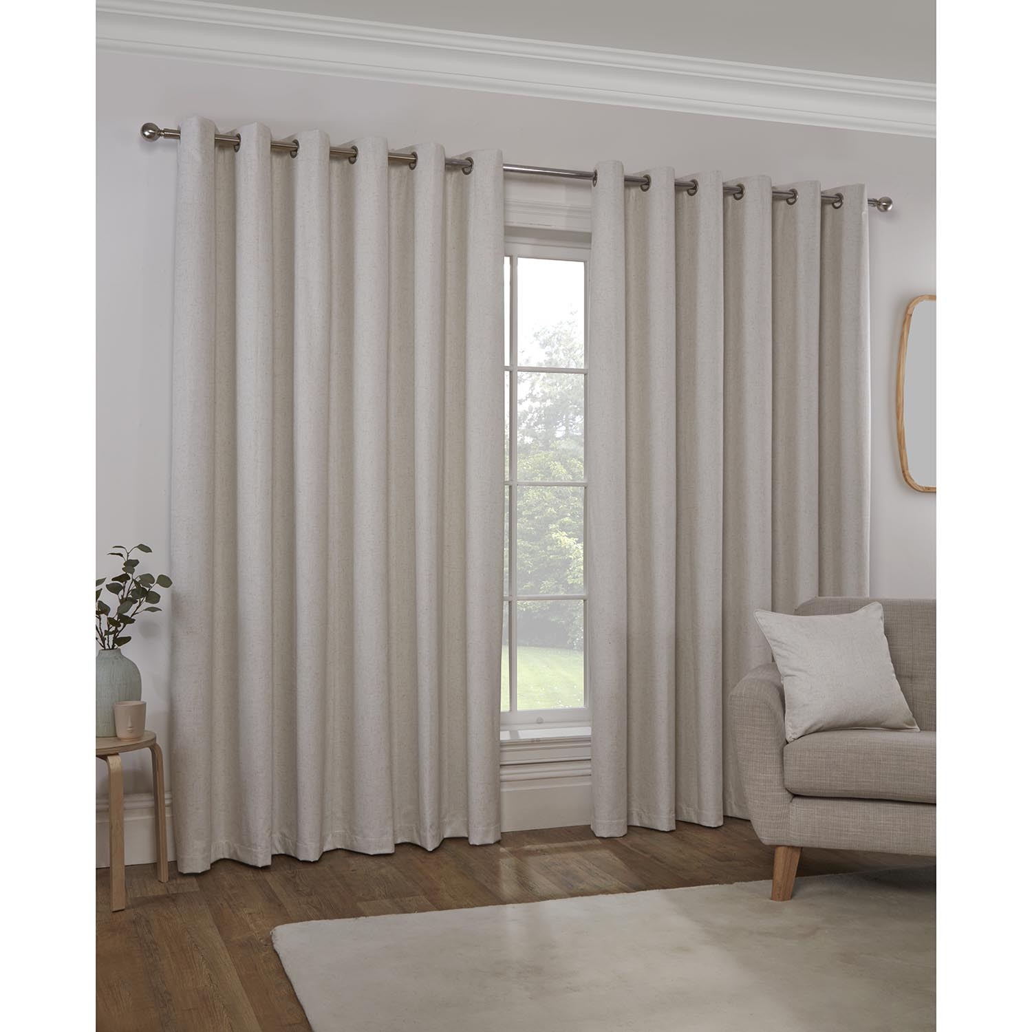 Divante Verona Linen Look Curtains - Natural / 229cm Image 2