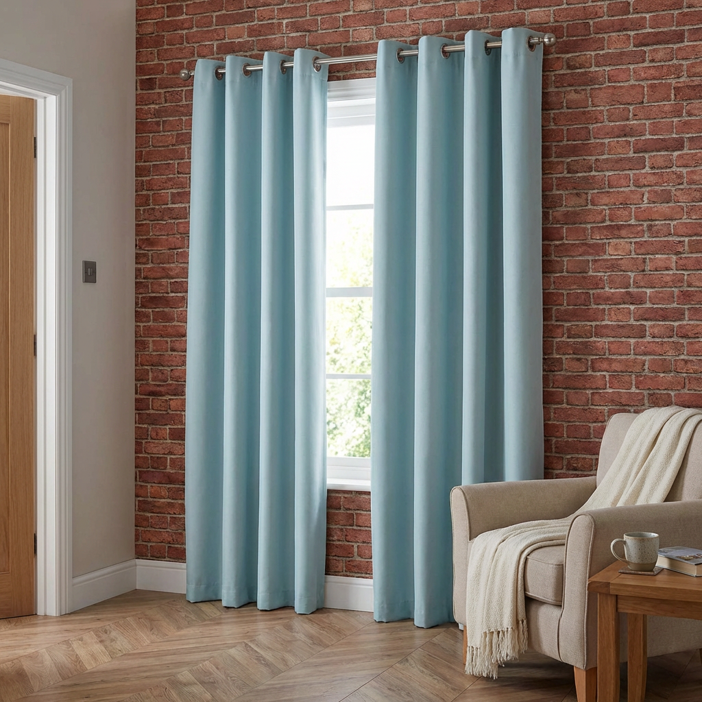 Taylor Blackout Eyelet Curtains - Duck Egg / 183cm / 168cm Image 7