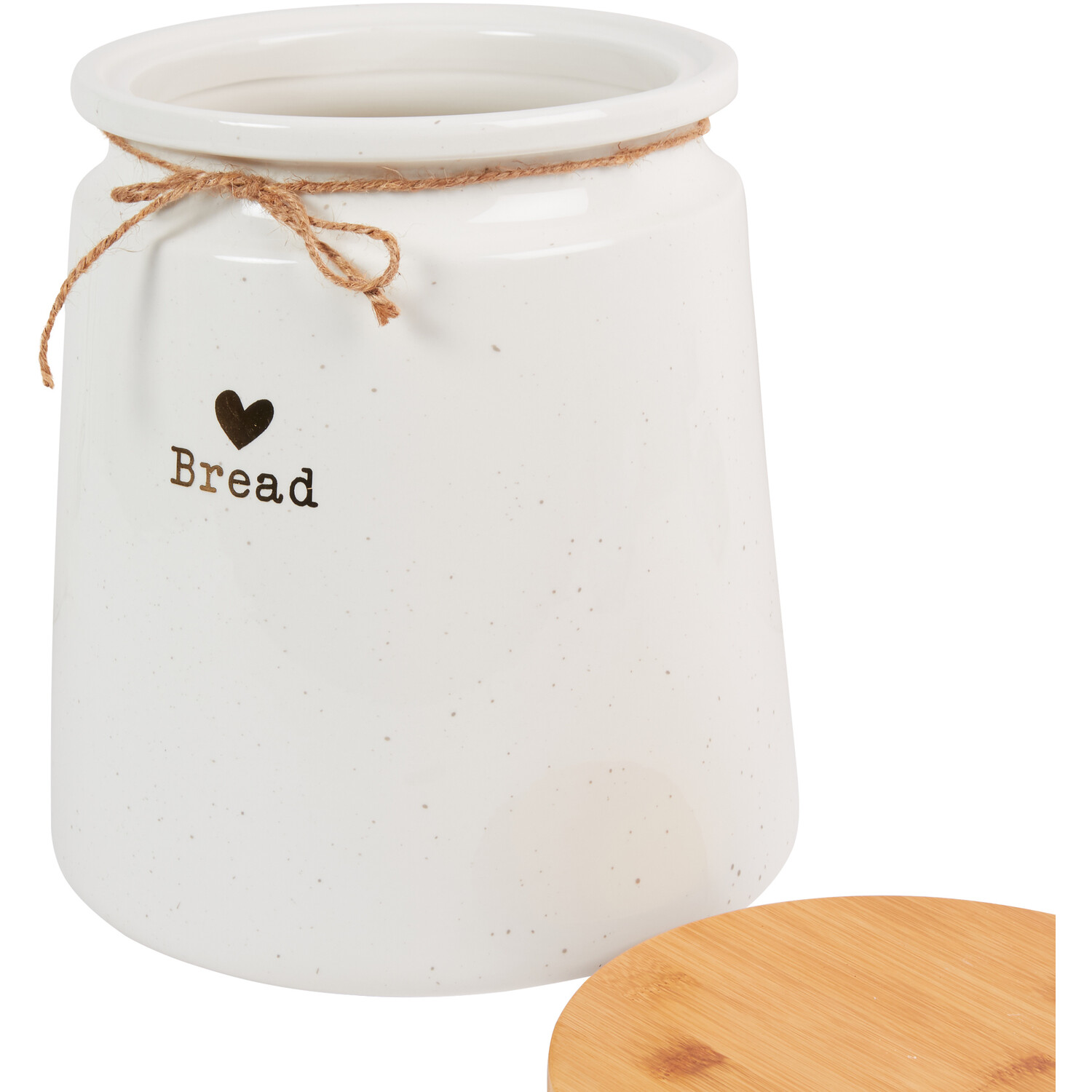 Gold Heart Bread Canister with Bamboo Lid Image 2
