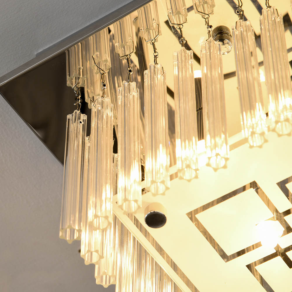 HOMCOM Raindrop Crystal Chandelier Flush Mount Ceiling Light G9 Bulbs Required Image 7