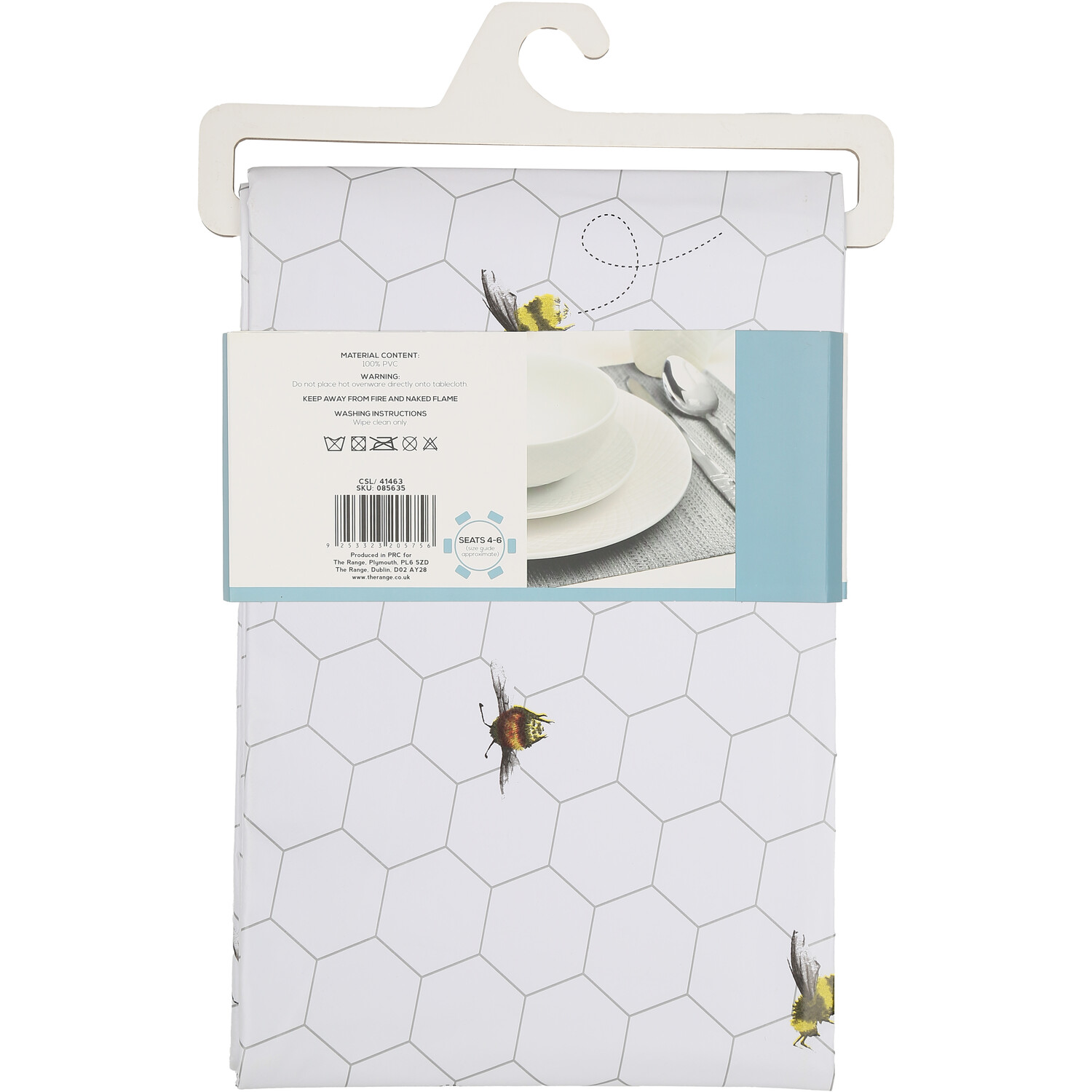 My Home Bees Round PVC Tablecloth - White Image 2