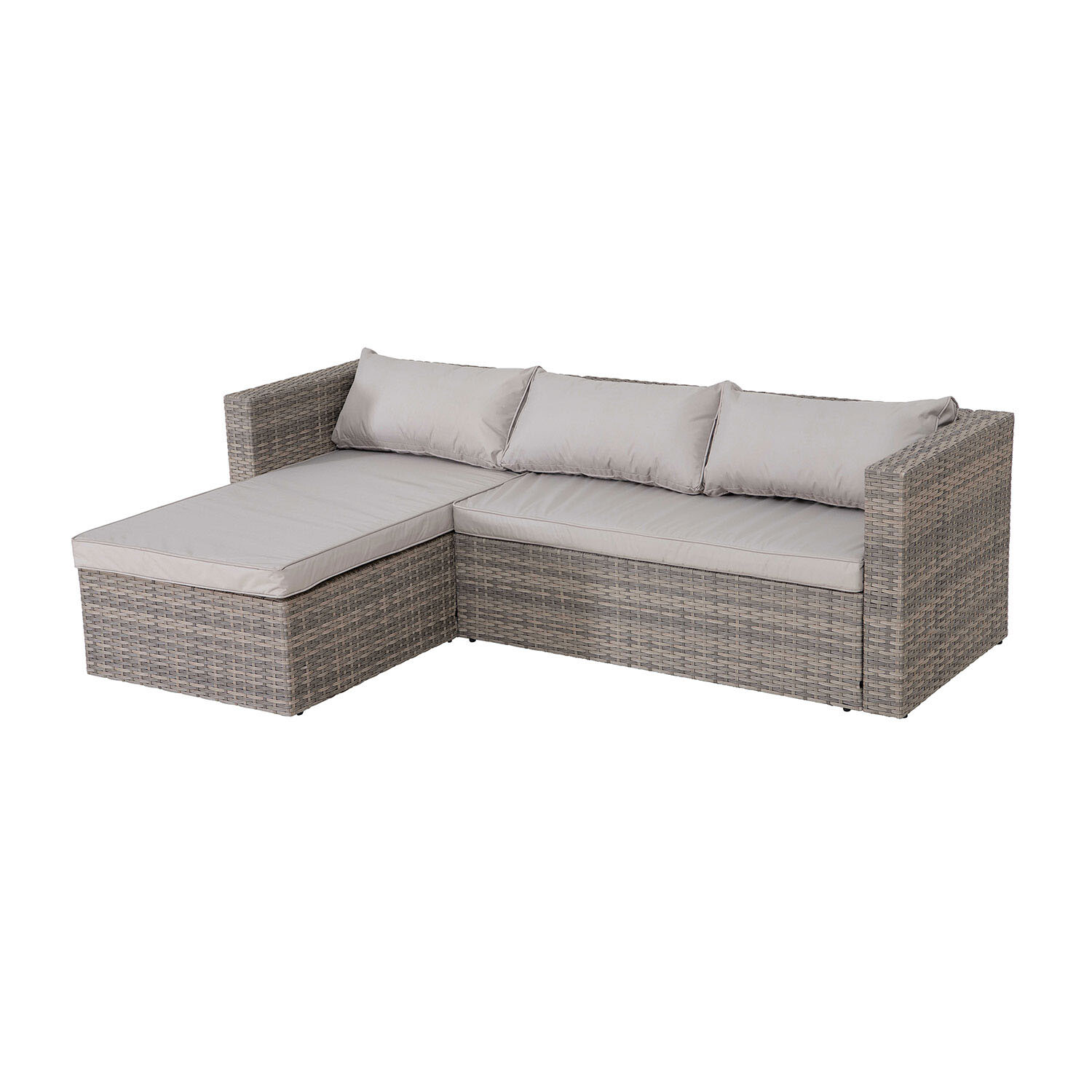 Alexandria 3 Seater Natural Rattan Wicker Garden Corner Lounge Set with Cushions Image 11