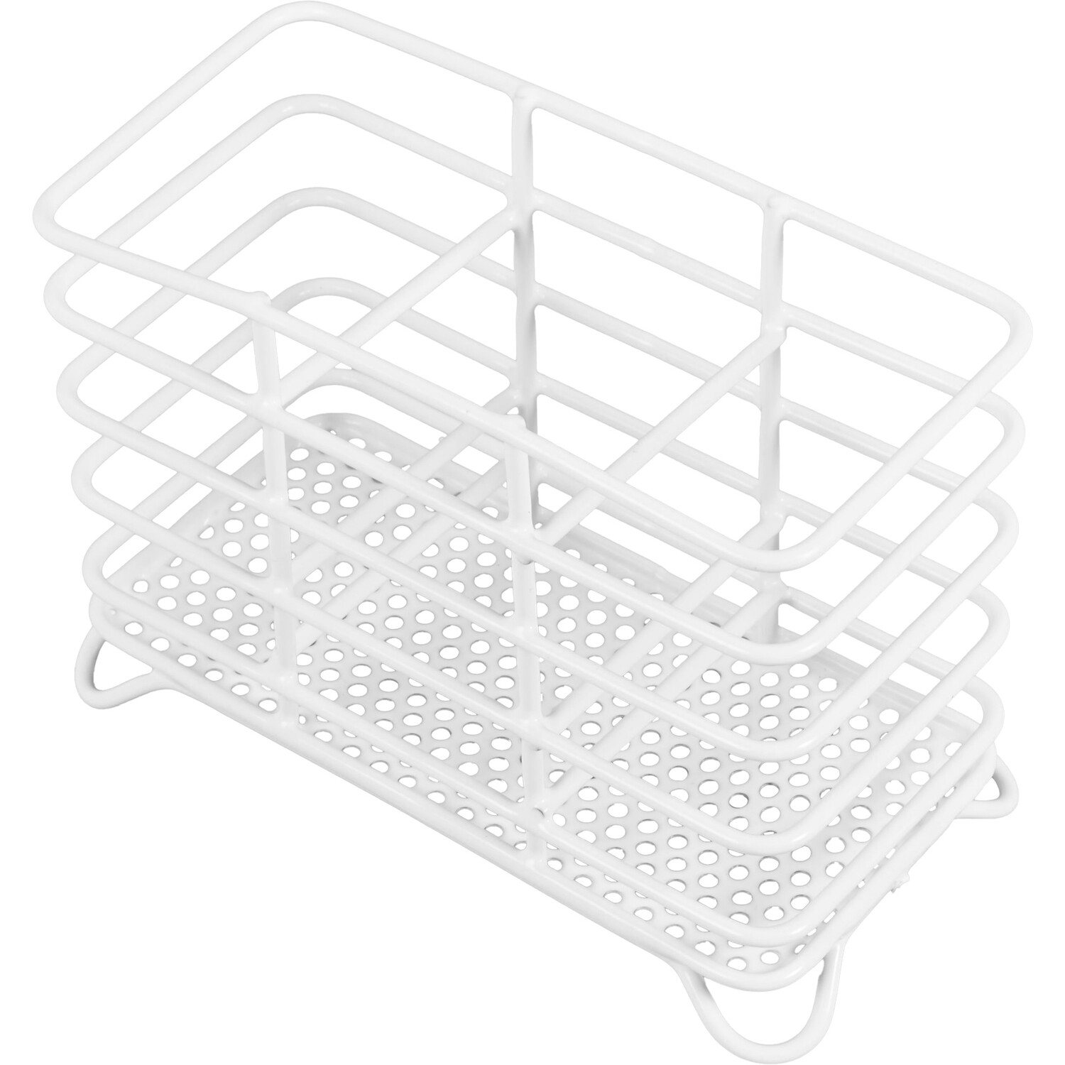 White Metal Wire Cutlery Caddy - White Image 3
