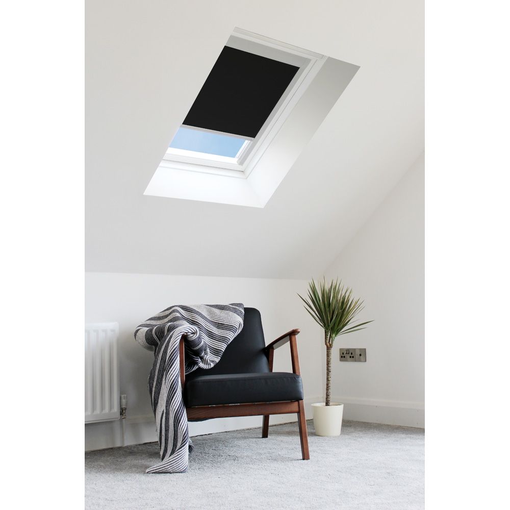 Bloc Blinds Black Blackout Silver Frame Size 102 Velux Roof Window Solar Skylight Blind Image 3