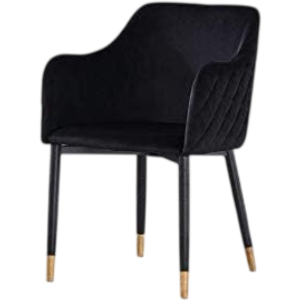 Life Interiors Verona Black and Gold Velvet Upholstered Dining Chair Image 2