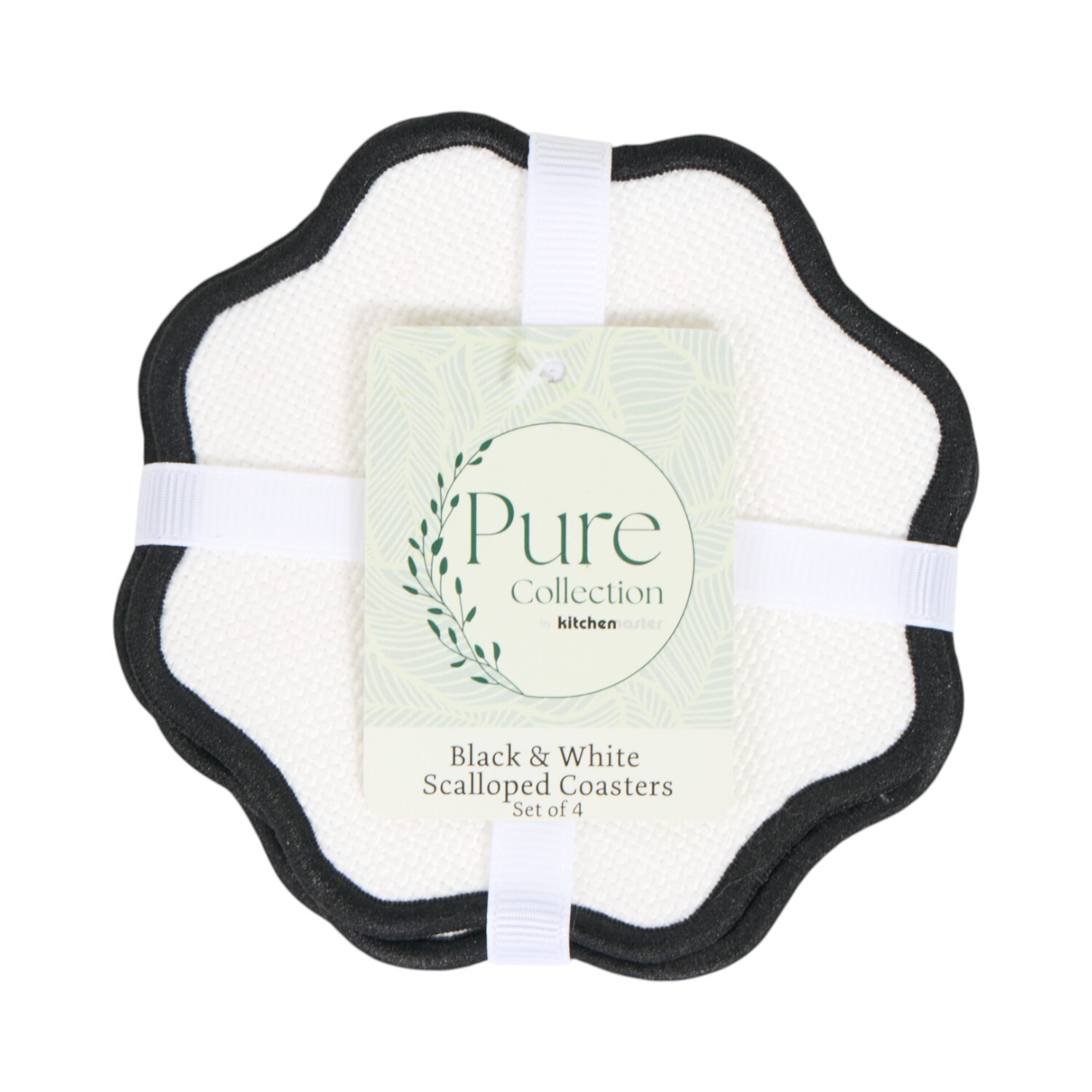 Set of 4 Scalloped Coasters White Image 1