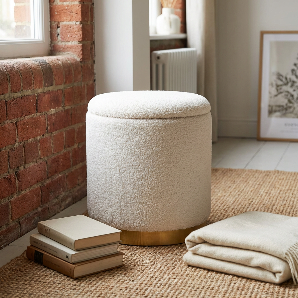White Teddy Storage Footstool Image 4