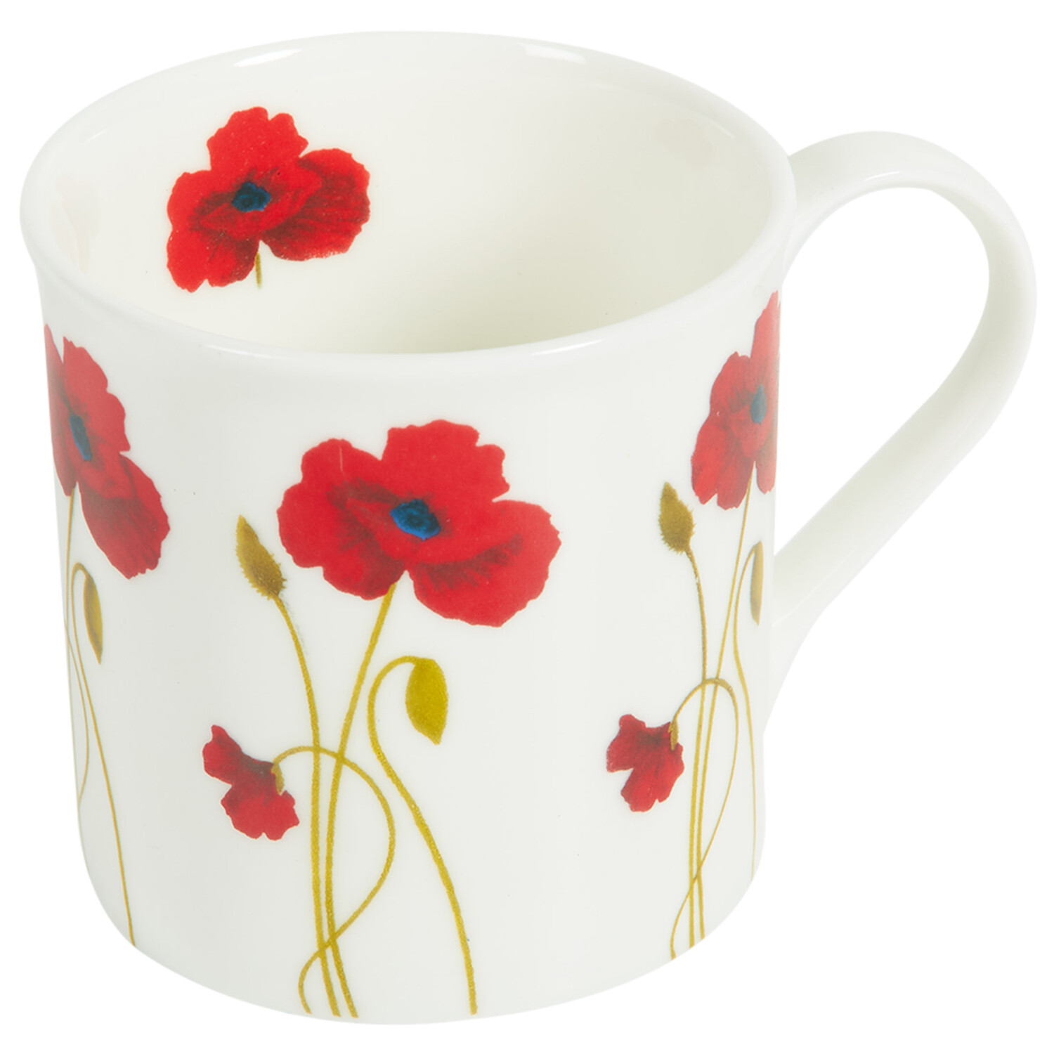 Fine Bone China Richmond Stem Poppy Mug - White and Red Image 3