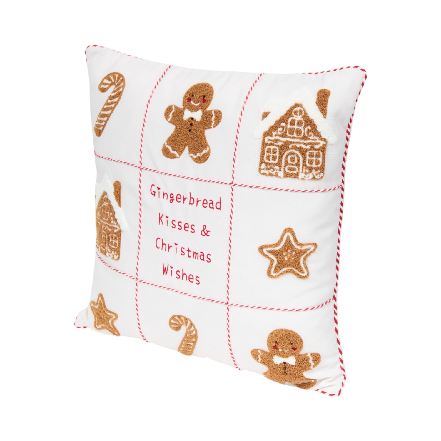 Gingerbread Kisses and Wishes Cushion White Image 4